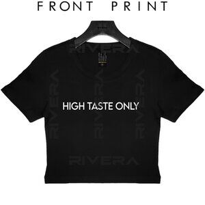 HIGH TASTE ONLY Baby Tee Crop Tee Y2K Aesthetic, 90s Vintage Style, Minimal Tee